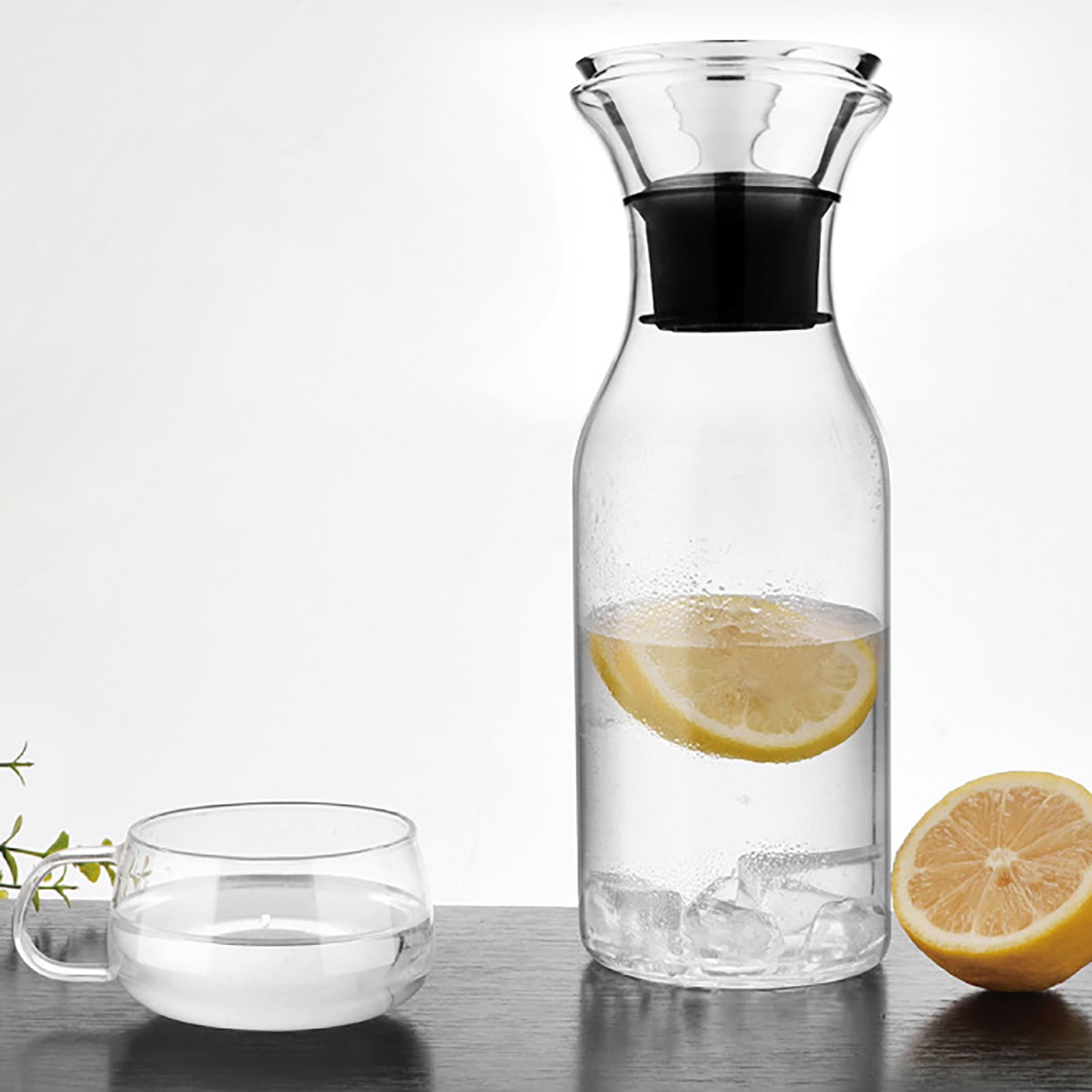 Glass Carafe With Lid Borosilicate Drip Glass Pitcher For Hot/Cold Water Ice Tea And Juice Beverage