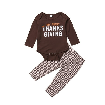 

Seyurigaoka Baby Thanksgiving Clothes Set Long-Sleeved Letter Romper Long Pants