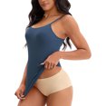 thumbnail image 4 of Women's Spaghetti Straps Camisoles with Built-In Bras Basic Breathable Sleeveless Undershirts Tops S Dark Blue, 4 of 5