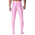thumbnail image 2 of Zaldita Men Shaping Tights Shiny Smooth Pants Glossy Stockings Sheer Trousers Silky Tights Pink XL, 2 of 3