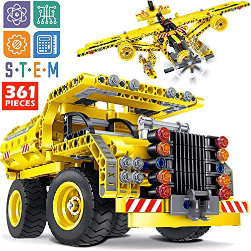 Airplane 175PCS Kids Building Blocks Sets Car Truck HOMCENT STEM Building Toys for Boy Educational Toys Engineering Building Kit Erector Toys & Motorcycle Helicopter 