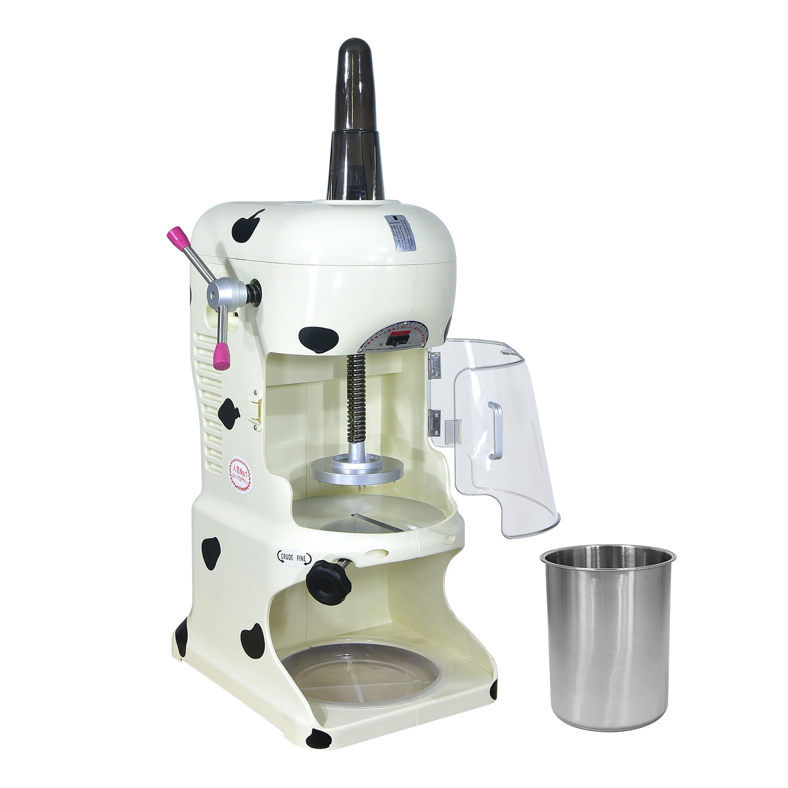 Kolice Commercial Ice Shaver Machine, Snowflake Ice Shaver, Ice Cone Maker-Output: 150kgs/H, Adjustment Knob for Ice Thickness, 2 Stainless Steel Blade, 2 Buckets Included