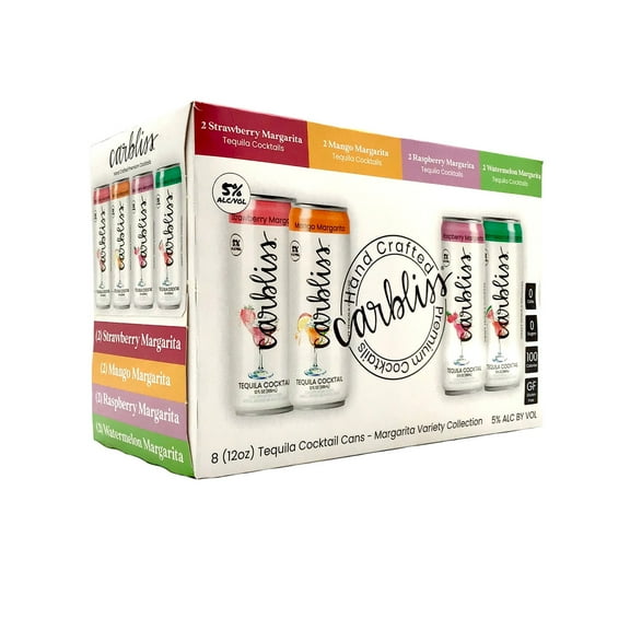 Carbliss Margarita Variety Collection Assorted Tequila Cocktail 8 - 12 oz Cans