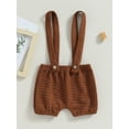 thumbnail image 2 of Bagilaanoe Newborn Baby Boy Girl Suspender Shorts Solid Color Overalls 3M 6M 9M 12M 18M Infant Waffle Jacquard Elastic Waist Short Pants, 2 of 8