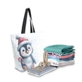 thumbnail image 4 of Open Top Canvas Tote Bag with Zipper Reusable Shopping Bag 13.5x15" Roomy Carryall Penguin Holding Candy Cane, 4 of 9