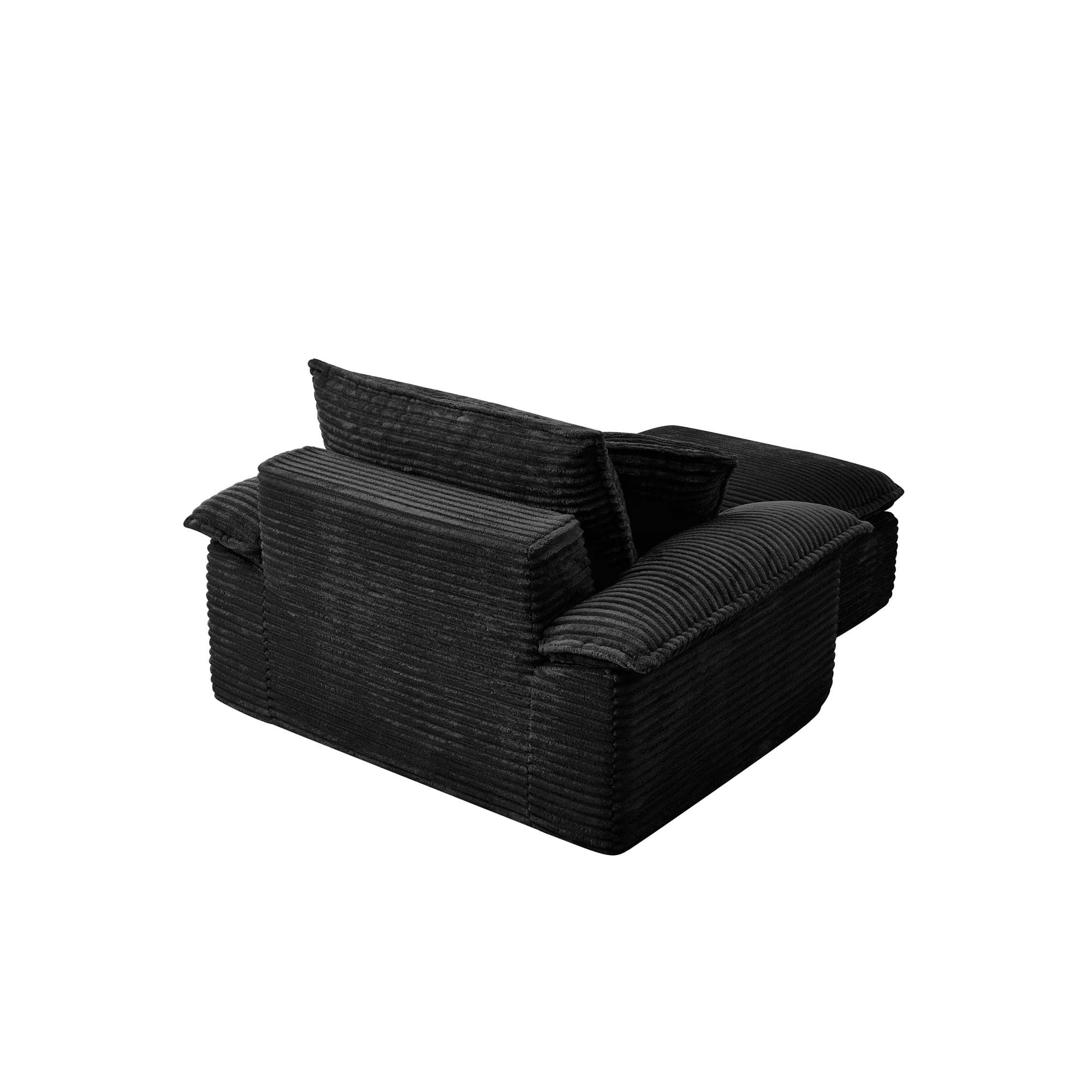 Miniyam 63" x 47" Oversized Chaise Lounge Chair Indoor with Thick-Cushioned Ottoman, Cloud-Like Comfort, No Assembly Required, Black