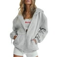 thumbnail image 1 of Faithtur Manteau Ample pour Femmes Couleur Unie Fermeture Éclair Ouvert devant Veste à Capuche, 1 of 8
