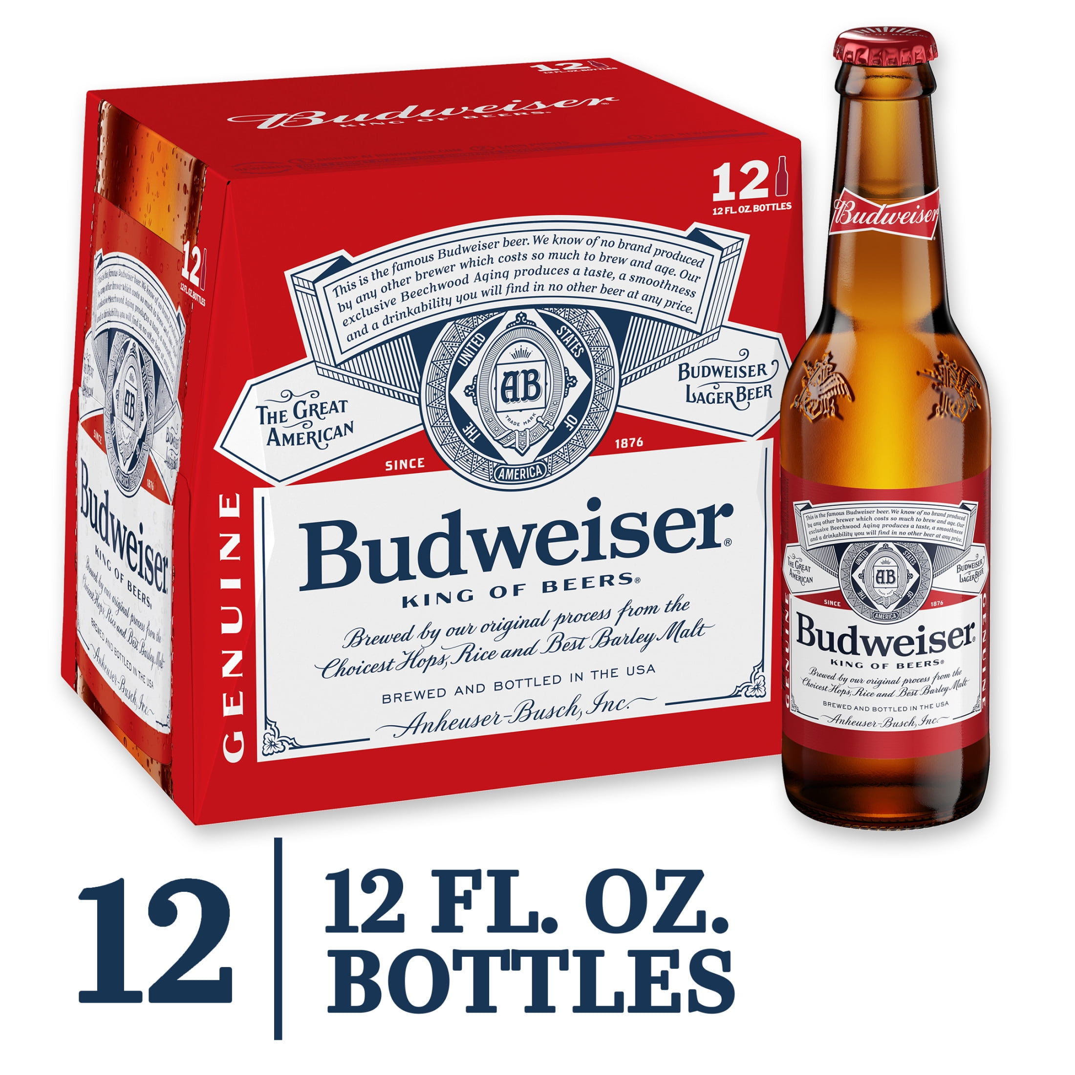 Budweiser Beer, 12 Pack Beer, 12 FL OZ Bottles, 5 ABV
