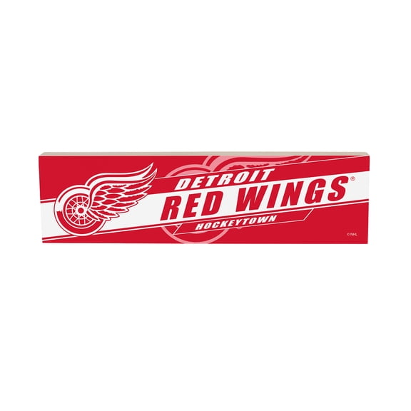 Detroit Red Wings 5" x 18" Shadow Logo Wood Mantle Sign