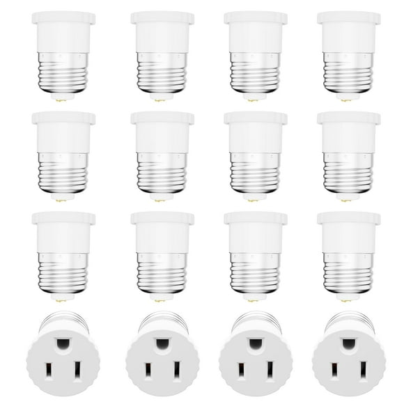 Adaptador de enchufe de luz ErqiLuji, paquete de 16, 3 clavijas, blanco