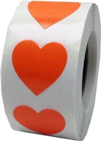 Red Heart Shaped Sticker Labels 1.5 inch 500 per Roll 1 1/2" Diameter 