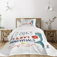 thumbnail image 3 of Ambesonne Narwhal Quilted Bedspread Set 2 Pcs, Pop Culture Phrase, Twin Size, Multicolor, 3 of 6