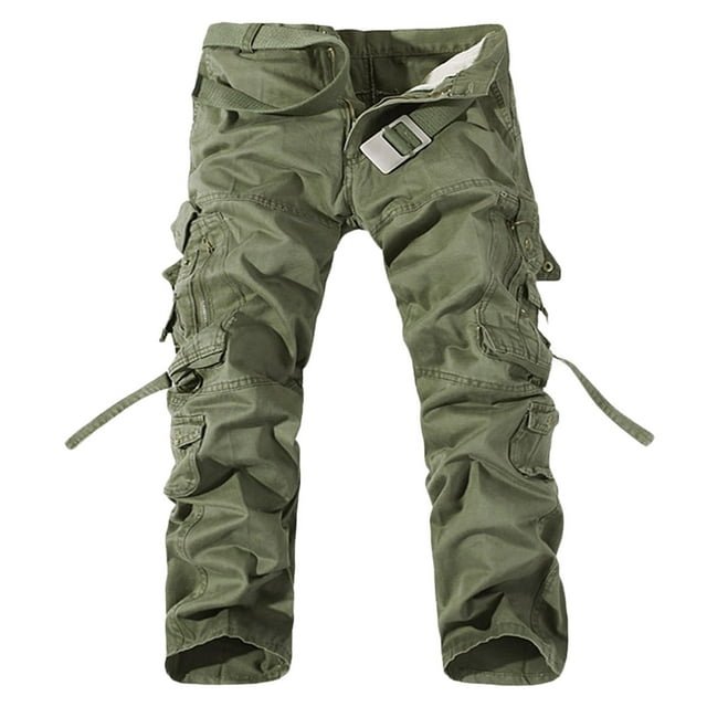 Cameland Men's Overalls Button Zipper Straight Leg Pants Multi-Pocket Pleated Design Overalls Casual Loose Pants