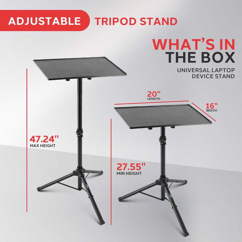 Universal Laptop Device Stand - Height Adjustable Tripod Mount (For Laptop, Notebook, Mixer, DJ Equipment)