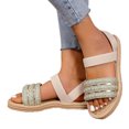 thumbnail image 6 of Wovix Sandals For Women Summer Beach Shoes Open Toe Glitter Wide Width Wedge Sandal Comfortable Footwear Indoor Outdoor Shoes Beige 39, 6 of 9