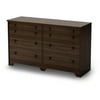 South Shore Newton 6 Drawer Shaker Style Dresser in Moka Finish