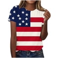 thumbnail image 2 of Qingpeng 4th of July Patriotic T Shirts for Women Summer Star Print Shirts Women's Independence Day Short Sleeve Casual Tee Tops, 2 of 6