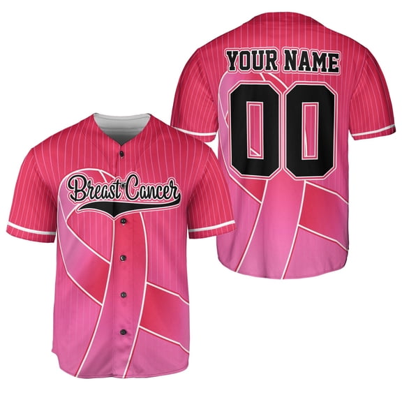 Personalized Name Breast Cancer Jersey, Breast Cancer Awareness Baseball Jersey for women men (S)