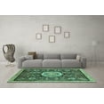 thumbnail image 3 of Ahgly Company Machine Washable Indoor Rectangle Abstract Turquoise Blue Modern Area Rugs, 2' x 4', 3 of 4