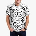 thumbnail image 3 of Balery Hand Drawn Snake Printed Men’s Short Sleeve Polo Shirt, Midweight Men's Shirt,Golf Polo shirts -Small, 3 of 9