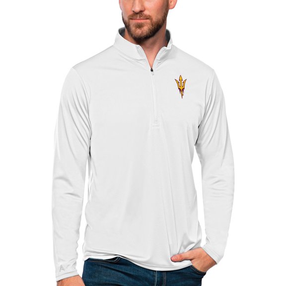 Men's Antigua White Arizona State Sun Devils Tribute Quarter-Zip Top