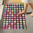 thumbnail image 2 of Yayeee Bath Rug for Bathroom Floor Non Slip Contour Fluffy Soft Absorbent Mat, 20"x24", Colorful Block Pattern, 2 of 7