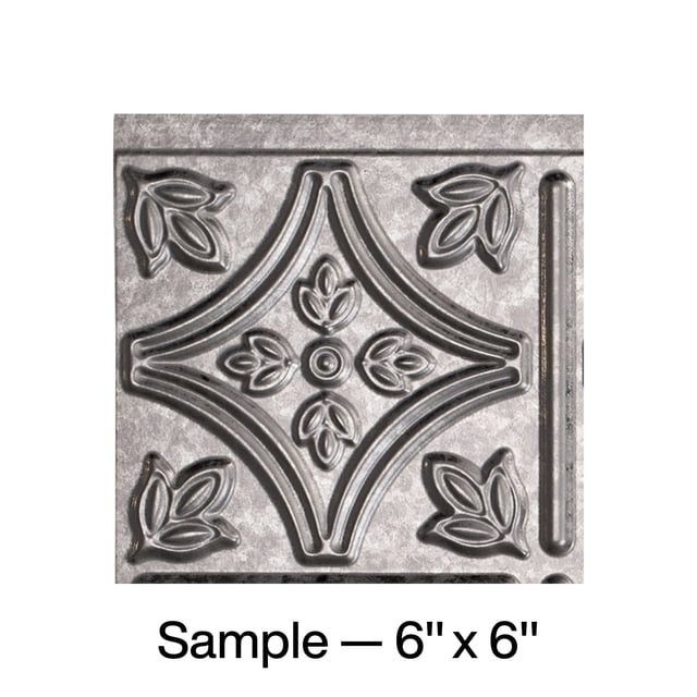 FASÄDE Traditional Style/Pattern 1 Decorative Vinyl Backsplash Panel in Galvanized Steel (6X6 Inch Sample)