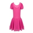 thumbnail image 2 of TiaoBug Kids Girls Classic Ballet Dance Tutu Dress Short Sleeve Chiffon Ballerina Gymnastic Leotard Dresses Rose 12-14, 2 of 3