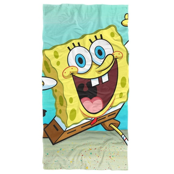 Spongebob Beach Towel, 30"x60", Spongebob Character Cropped Beach Towel
