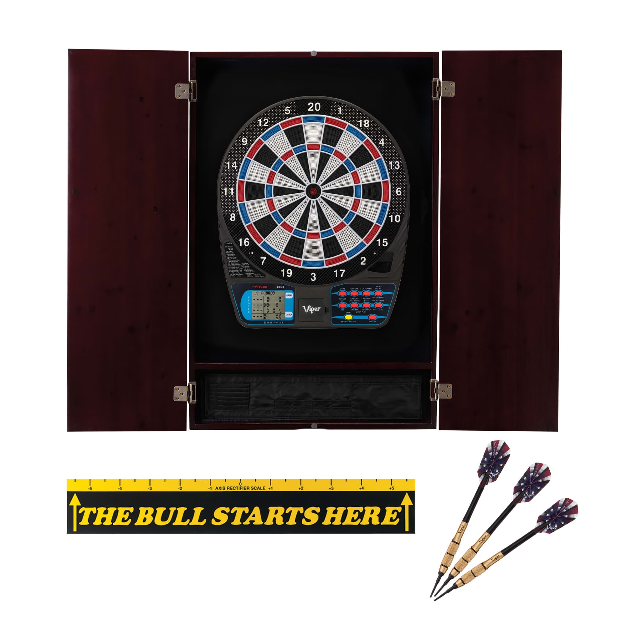 Viper 800 Electronic Soft Tip Dartboard Cabinet Set with Darts for Game Room 