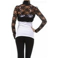 thumbnail image 4 of Juniors Long Sleeve Lace Smoked Shrug Bolero, Cropped Jacket Short Cardigan (Juniors'XXX Large, Black), 4 of 5
