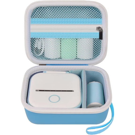 Label Maker Case for Memoking T02/ for Phomemo M02/ for Ponek Mini Pocket Printer, Portable Sticker Paper Storage-Blue (Box Only)