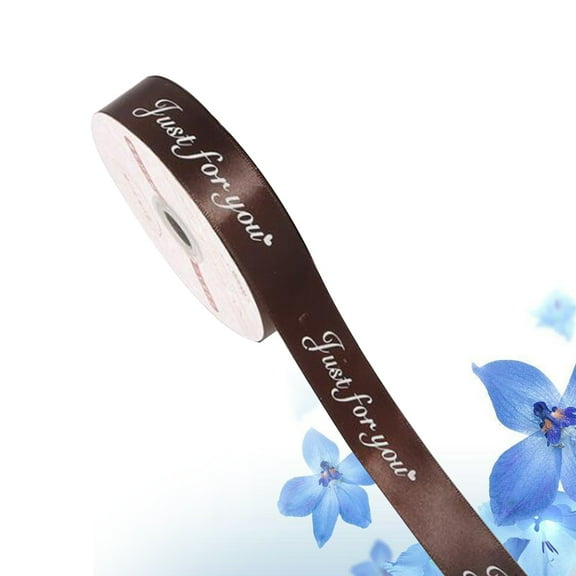 WHAMVOX 5 Yard JUST FOR YOU Silk Ribbon Bow DIY Materials Grosgrain Ribbon Rib Tape Decorative Craft Accessories (Coffee)