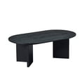 thumbnail image 2 of Length 39.37 Inch Modern Coffee Table,MDF Oval Coffee Table for Living Room,Small Coffee Table with Sturdy Pedestal for Apartment,Bedroom,Black, 2 of 9