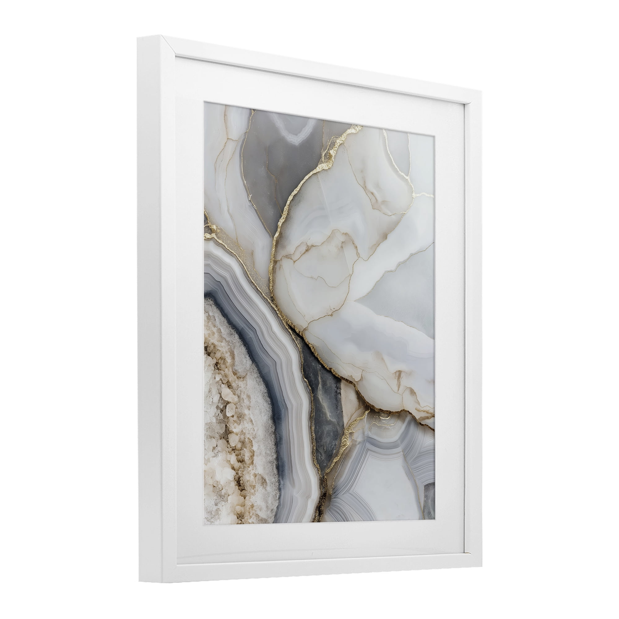 Stupell Industries Mineral Elegance Granite White Framed Print Under Glass, design by Svetlana Aleynikova