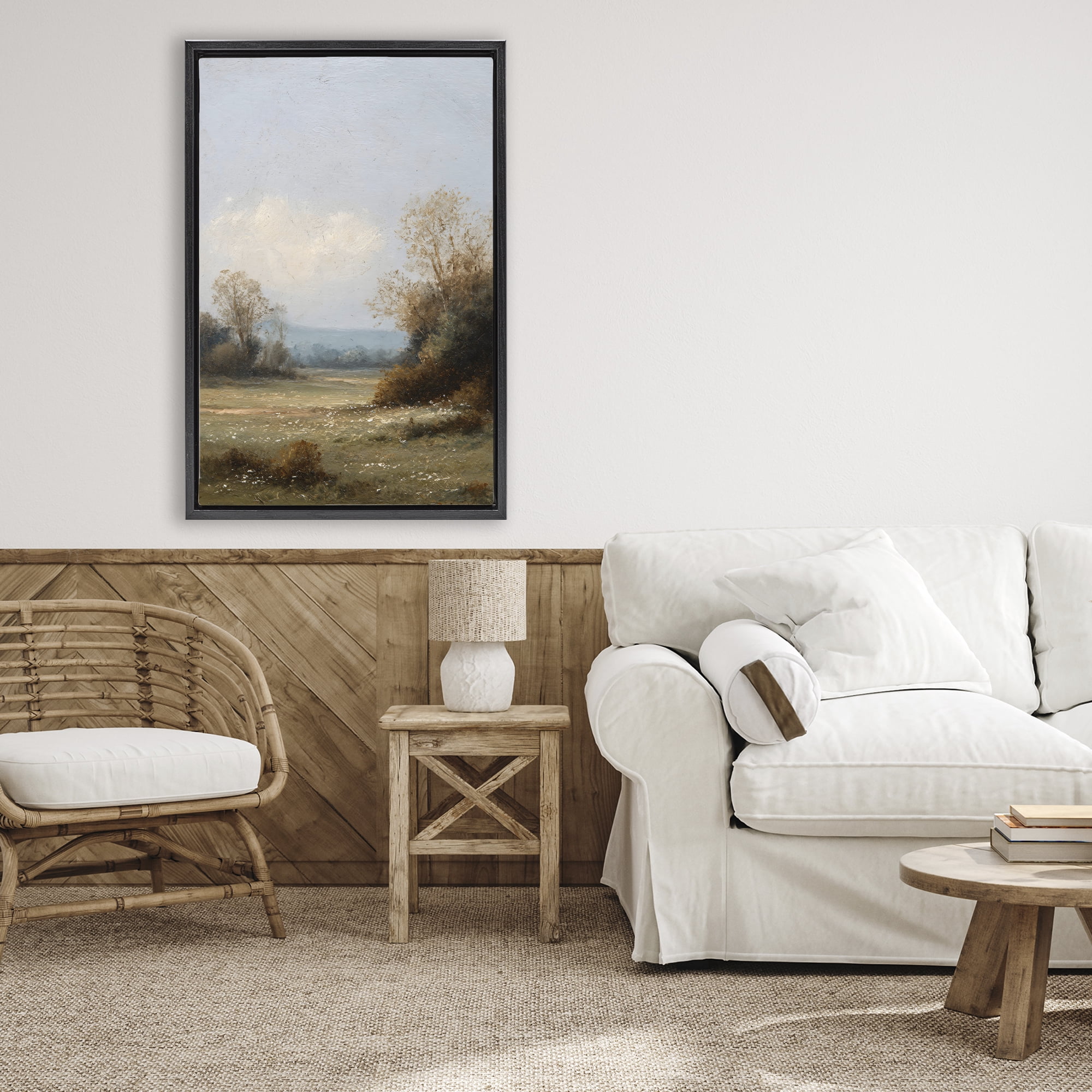 Stupell Industries Silent Little Meadow Black Framed Floater Canvas Wall Art, design by Petal Prints Design