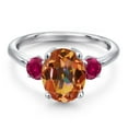 thumbnail image 3 of Gem Stone King 3.70 Ct Oval Ecstasy Mystic Topaz Red Created Ruby 925 Sterling Silver Ring, 3 of 6