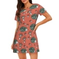 thumbnail image 1 of Easygdp Hedgehog Mushroom Camisón de manga corta para mujer, informal, estampado, 1 of 6