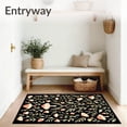 thumbnail image 3 of ODIKA 3'x5' Machine Washable Non-Slip Area Rug, Vintage Meadow Bouquet With Stylized Mushroom Accents High Traffic Rug, Black, 543232, 3 of 7