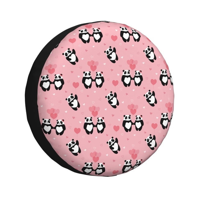 Fotbe Valentine'S Day Panda Funda de Llanta de Repuesto con Estampado, Engrosada, Ajuste Universal para Jeep, Remolque, RV, SUV, Camión-14 inch