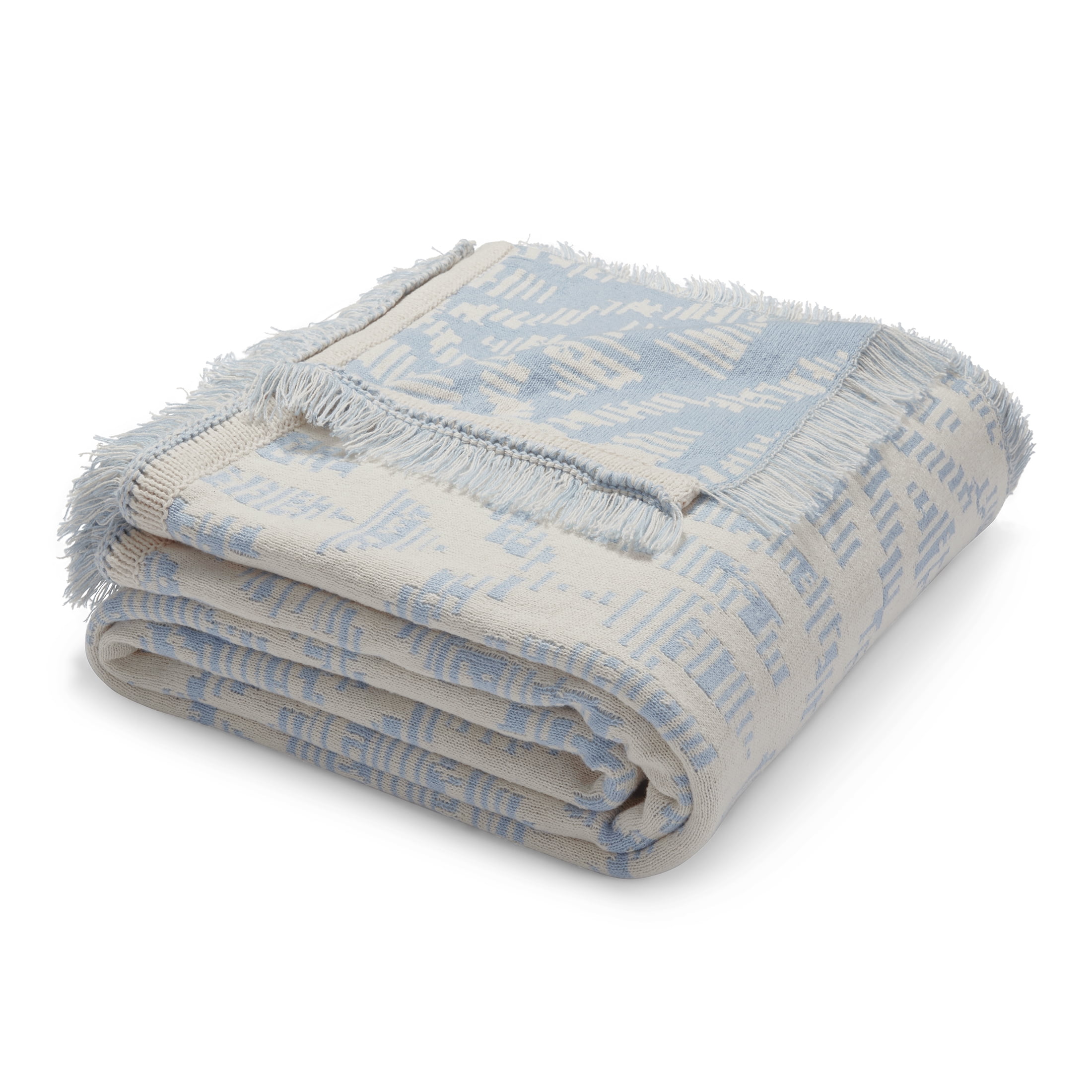 Mainstays Rustic Designs Placid Blue Savine Ikat Cotton Blend Jacquard Knit Tapestry Throw, 50" x 60(图2) Mainstays Rustic Designs Placid Blue Savine Ikat Cotton Blend Jacquard Knit Tapestry Throw, 50" x 60(图2)