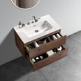 thumbnail image 4 of Walnut Bathroom Vanity with Ceramic Sink 20% More Storage and Eco - friendly E1 Boards, 4 of 5
