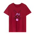thumbnail image 1 of Camiseta de manga corta para mujer, camiseta informal con cuello redondo para el trabajo, deportes y vacaciones XL, 1 of 7
