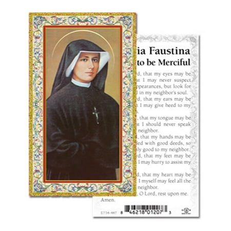 

Saint Maria Faustina Gold-Stamped Catholic Prayer Holy Card with Prayer on Back Pack of 100
