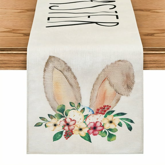 AUQ Easter Table Runner,Abrasion Resistant Table Runner 48 Inches Long,Instant Clarity Linen Table Runner,Style1