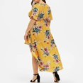 thumbnail image 2 of TIMIFIS Robe d'Été pour Femme à Manches Courtes, Florale, Asymétrique, Col en V, Fluide, pour Cocktail et Fête, Style Skate, 2 of 5