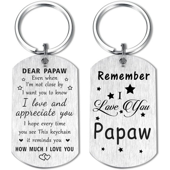Papaw Keychain - Remember I Love You Papaw Gifts for Fathers Day Birthday Retirement from Grandchildren Grandkids