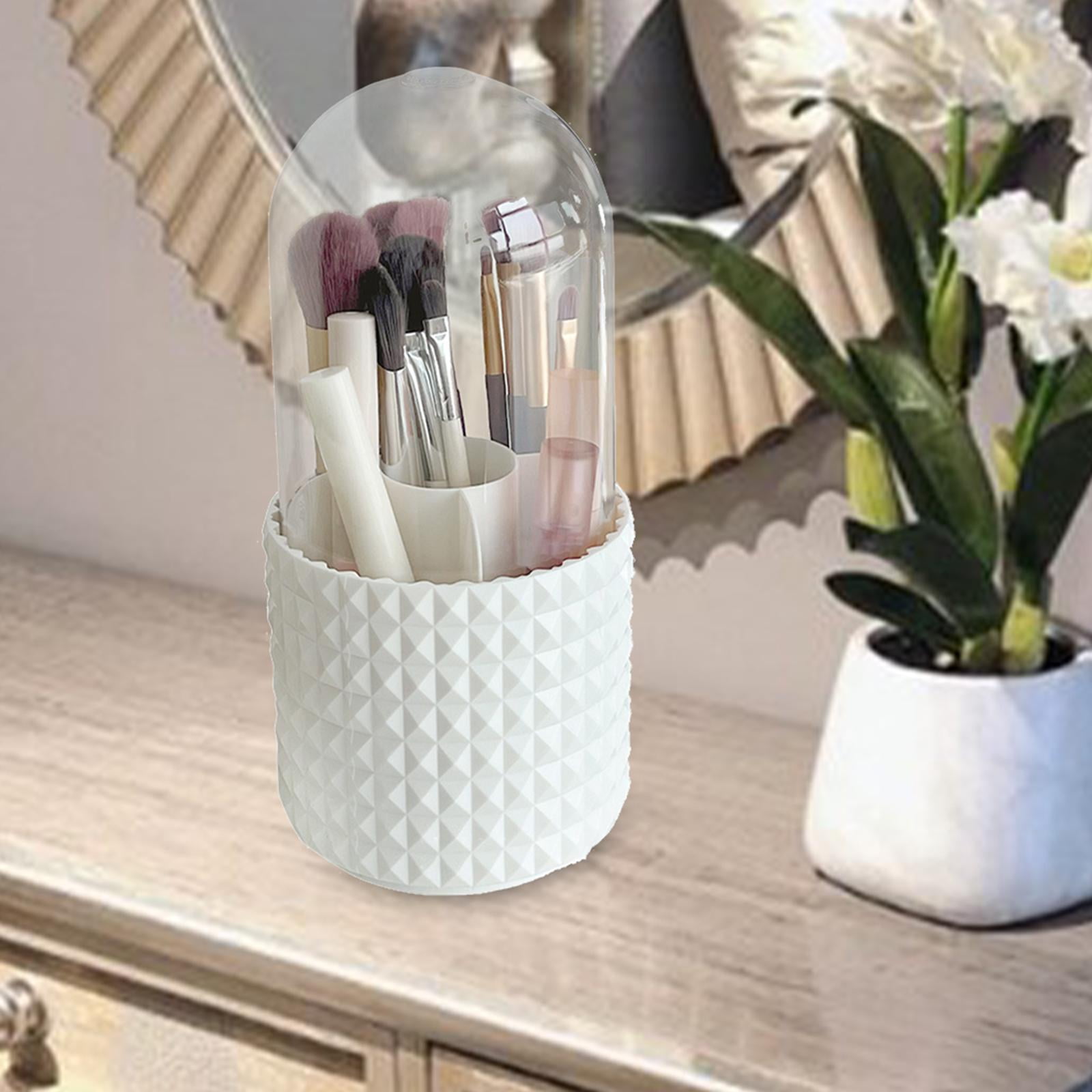 Makeup Brush Holder Pen Pencil Holder Transparent Lid 360 Degree
