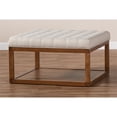thumbnail image 6 of Bowery Hill Beige Fabric Upholstered Brown Finished Ottoman, 6 of 7
