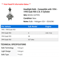 thumbnail image 2 of Headlight Bulb - Compatible with 1994 - 1998 Saab 900 2.3L 4-Cylinder 1995 1996 1997, 2 of 2